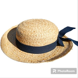 Fiesta Made in U.S.A. Straw Sun Hat With Black Ribbon Detail